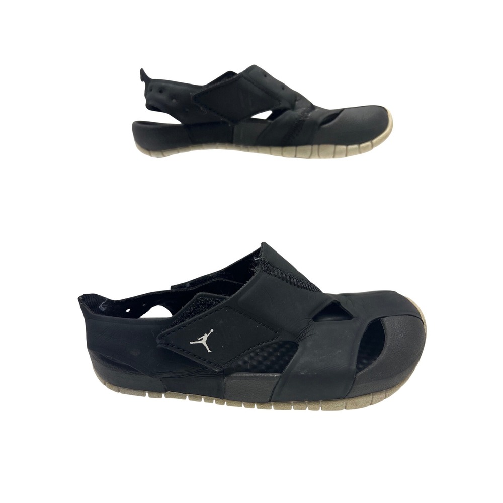 Jordan Flare Sandals Kids 9C Black CI7850 Hook and Loop Closed Toe Basketball 23